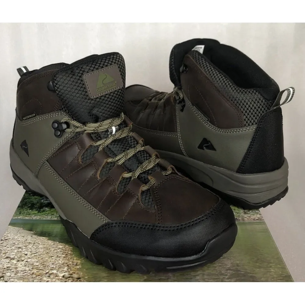 Ozark Trail Men's Meadows Waterproof Brown Leather Hiking Work Boots Size 13 NEW - Picture 5 of 16
